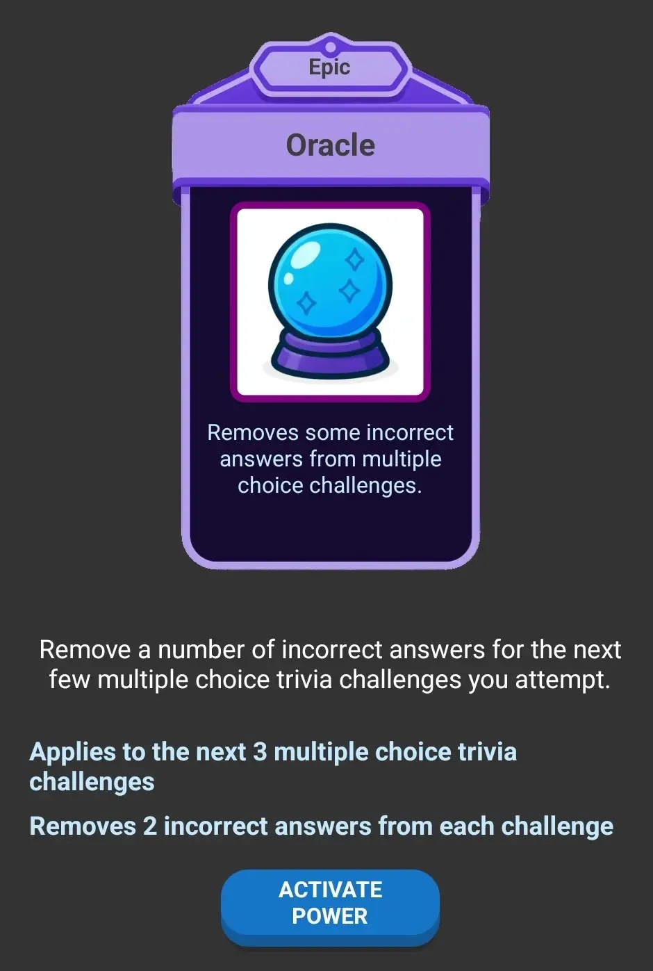 The Oracle power card